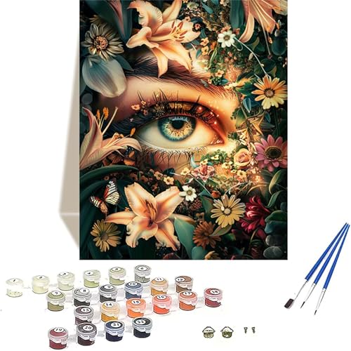 Blume Malen Nach Zahlen Erwachsene, Auge Malen Nach Zahlen kinder Leinwand mit Pinseln und Acrylfarbe, DIY Paint by Numbers Adult und Anfänger, für Home Decor, Geschenk - Ohne Rahmen 100x135CM M-F von LUOLYYEI