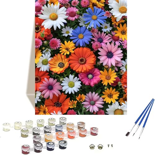 Blume Malen Nach Zahlen Erwachsene, Chrysantheme Malen Nach Zahlen kinder Leinwand mit Pinseln und Acrylfarbe, DIY Paint by Numbers Adult und Anfänger, für Home Decor, Geschenk - 100x135CM 2-I von LUOLYYEI