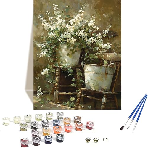 Blume Malen Nach Zahlen Erwachsene, Landschaft Malen Nach Zahlen kinder Leinwand mit Pinseln und Acrylfarbe, DIY Paint by Numbers Adult und Anfänger, für Home Decor, Geschenk - 100 x 135 cm 9-K von LUOLYYEI