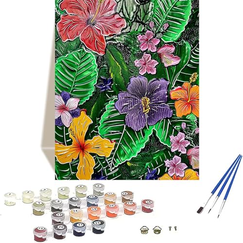 Blume Malen Nach Zahlen Erwachsene, Landschaft Malen Nach Zahlen kinder Leinwand mit Pinseln und Acrylfarbe, DIY Paint by Numbers Adult und Anfänger, für Home Decor, Geschenk - 100 x 135 cm I-N von LUOLYYEI