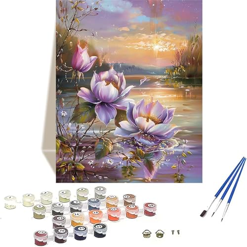 Blume Malen Nach Zahlen Erwachsene, Landschaft Malen Nach Zahlen kinder Leinwand mit Pinseln und Acrylfarbe, DIY Paint by Numbers Adult und Anfänger, für Home Decor, Geschenk - 100 x 135 cm V-5 von LUOLYYEI