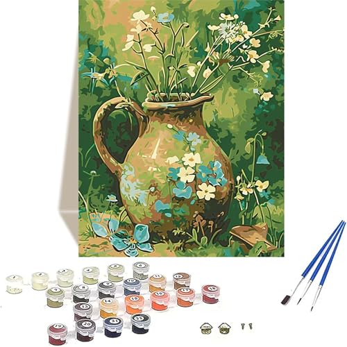 Blume Malen Nach Zahlen Erwachsene, Landschaft Malen Nach Zahlen kinder Leinwand mit Pinseln und Acrylfarbe, DIY Paint by Numbers Adult und Anfänger, für Home Decor, Geschenk - 40 x 50 cm 2-0 von LUOLYYEI