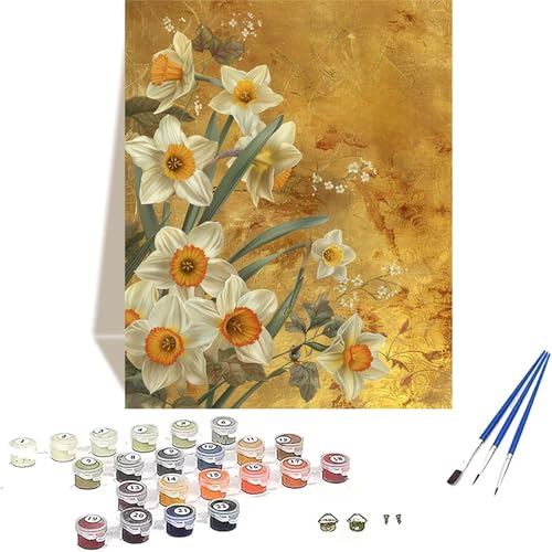 Blume Malen Nach Zahlen Erwachsene, Landschaft Malen Nach Zahlen kinder Leinwand mit Pinseln und Acrylfarbe, DIY Paint by Numbers Adult und Anfänger, für Home Decor, Geschenk - 40 x 50 cm 8-1 von LUOLYYEI