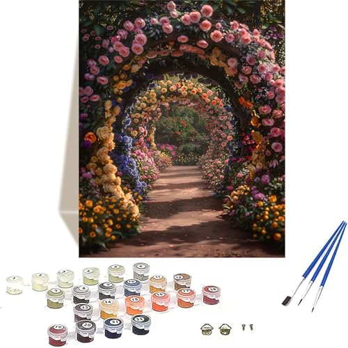 Blume Malen Nach Zahlen Erwachsene, Landschaft Malen Nach Zahlen kinder Leinwand mit Pinseln und Acrylfarbe, DIY Paint by Numbers Adult und Anfänger, für Home Decor, Geschenk - 70 x 95 cm 6-9 von LUOLYYEI