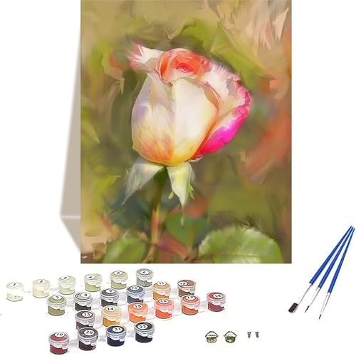 Blume Malen Nach Zahlen Erwachsene, Rose Malen Nach Zahlen kinder Leinwand mit Pinseln und Acrylfarbe, DIY Paint by Numbers Adult und Anfänger, für Home Decor, Geschenk - Ohne Rahmen 100x135CM Z-I von LUOLYYEI