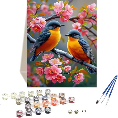 Blume Malen Nach Zahlen Erwachsene, Vogel Malen Nach Zahlen kinder Leinwand mit Pinseln und Acrylfarbe, DIY Paint by Numbers Adult und Anfänger, für Home Decor, Geschenk - Ohne Rahmen 70 x 95 cm R-T von LUOLYYEI