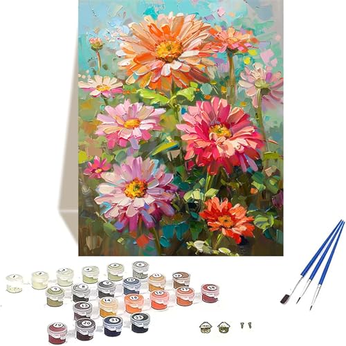 Chrysantheme Malen Nach Zahlen Erwachsene, Blume Malen Nach Zahlen kinder Leinwand mit Pinseln und Acrylfarbe, DIY Paint by Numbers Adult und Anfänger, für Home Decor, Geschenk - 100 x 135 cm V-2 von LUOLYYEI