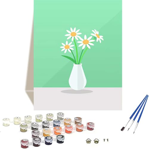 Chrysantheme Malen Nach Zahlen Erwachsene, Landschaft Malen Nach Zahlen kinder Leinwand mit Pinseln und Acrylfarbe, DIY Paint by Numbers Adult und Anfänger, für Home Decor, Geschenk - 70 x 95 cm 3-I von LUOLYYEI