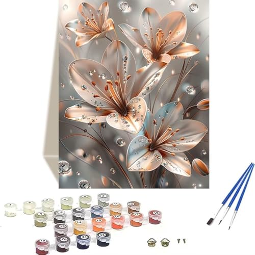 DIY Blume Malen nach Zahlen Erwachsene Anfänger mit Pinseln und Acrylpigmenten Erwachsene Malen nach Zahlen Kits auf Leinwand Ölmalerei Kunsthandwerk (100x135cm) Malen Nach Zahlen Kinder Lilie 3-1 von LUOLYYEI