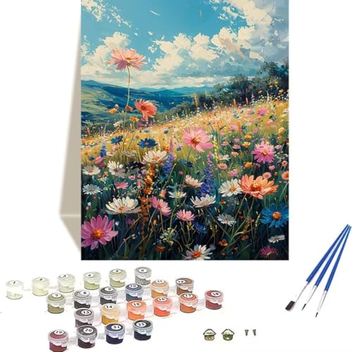 DIY Himmel Malen nach Zahlen Erwachsene Anfänger mit Pinseln und Acrylpigmenten Erwachsene Malen nach Zahlen Kits auf Leinwand Ölmalerei Kunsthandwerk (100x135cm) Malen Nach Zahlen Kinder Blume K-0 von LUOLYYEI