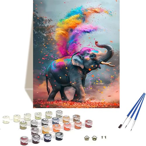 Elefant Malen Nach Zahlen Erwachsene, Tier Malen Nach Zahlen kinder Leinwand mit Pinseln und Acrylfarbe, DIY Paint by Numbers Adult und Anfänger, für Home Decor, Geschenk - Ohne Rahmen 100x135CM B-T von LUOLYYEI