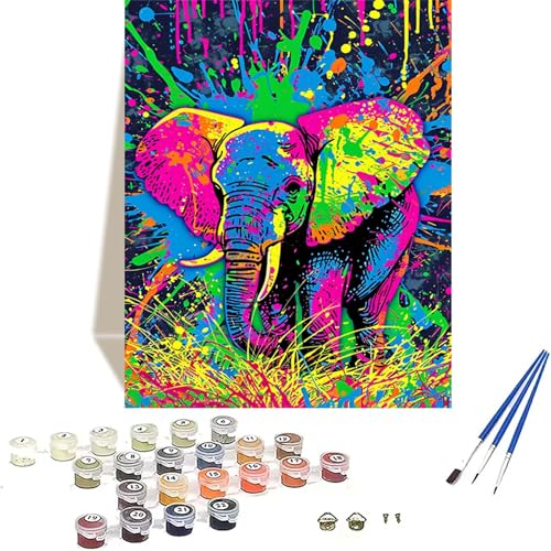 Elefant Malen Nach Zahlen Erwachsene, Tier Malen Nach Zahlen kinder Leinwand mit Pinseln und Acrylfarbe, DIY Paint by Numbers Adult und Anfänger, für Home Decor, Geschenk - Ohne Rahmen 100x135CM F-3 von LUOLYYEI