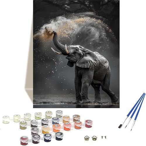 Elefant Malen Nach Zahlen Erwachsene, Tier Malen Nach Zahlen kinder Leinwand mit Pinseln und Acrylfarbe, DIY Paint by Numbers Adult und Anfänger, für Home Decor, Geschenk - Ohne Rahmen 100x135CM V-7 von LUOLYYEI