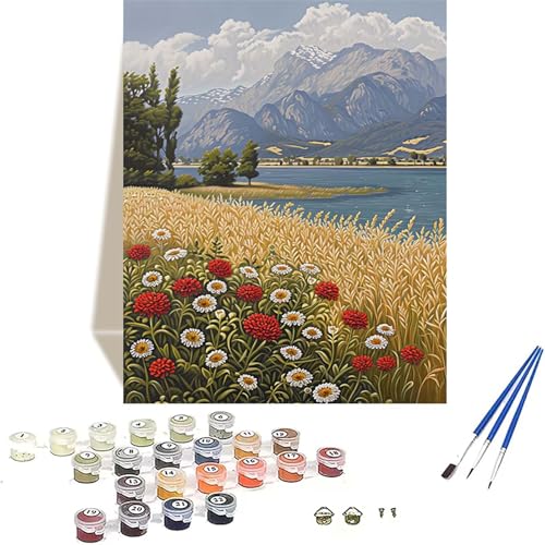 Herbst Malen Nach Zahlen Erwachsene, Blume Malen Nach Zahlen kinder Leinwand mit Pinseln und Acrylfarbe, DIY Paint by Numbers Adult und Anfänger, für Home Decor, Geschenk - Ohne Rahmen 30 x 40 cm N-I von LUOLYYEI