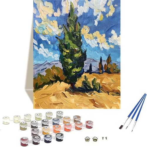 Herbst Malen Nach Zahlen Erwachsene, Himmel Malen Nach Zahlen kinder Leinwand mit Pinseln und Acrylfarbe, DIY Paint by Numbers Adult und Anfänger, für Home Decor, Geschenk - Ohne Rahmen 20 x 30 cm 2-4 von LUOLYYEI