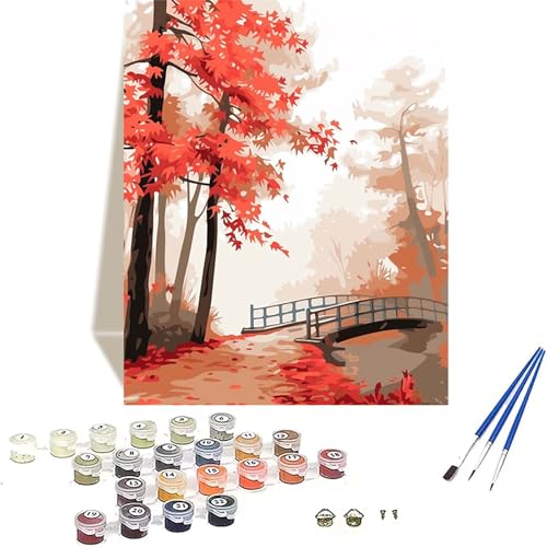 Herbst Malen Nach Zahlen Erwachsene, Landschaft Malen Nach Zahlen kinder Leinwand mit Pinseln und Acrylfarbe, DIY Paint by Numbers Adult und Anfänger, für Home Decor, Geschenk - 100 x 135 cm N-3 von LUOLYYEI