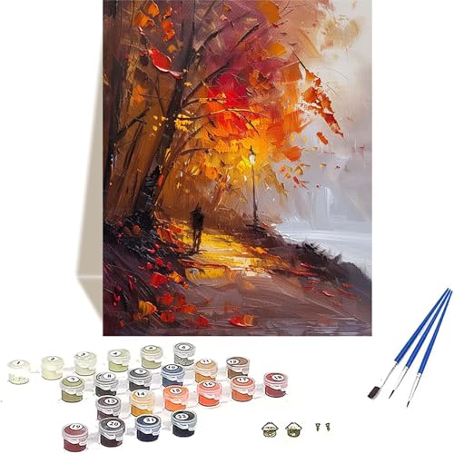 Herbst Malen Nach Zahlen Erwachsene, Landschaft Malen Nach Zahlen kinder Leinwand mit Pinseln und Acrylfarbe, DIY Paint by Numbers Adult und Anfänger, für Home Decor, Geschenk - 100x135CM 2-J von LUOLYYEI