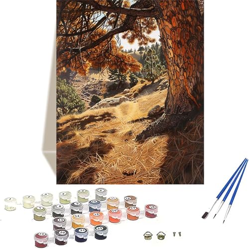 Herbst Malen Nach Zahlen Erwachsene, Landschaft Malen Nach Zahlen kinder Leinwand mit Pinseln und Acrylfarbe, DIY Paint by Numbers Adult und Anfänger, für Home Decor, Geschenk - 70 x 95 cm 2-L von LUOLYYEI