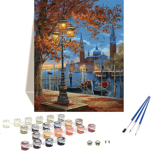 Herbst Malen Nach Zahlen Erwachsene, Landschaft Malen Nach Zahlen kinder Leinwand mit Pinseln und Acrylfarbe, DIY Paint by Numbers Adult und Anfänger, für Home Decor, Geschenk - 70 x 95 cm K-X von LUOLYYEI