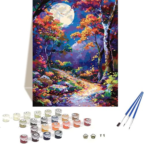 Herbst Malen Nach Zahlen Erwachsene, Mond Malen Nach Zahlen kinder Leinwand mit Pinseln und Acrylfarbe, DIY Paint by Numbers Adult und Anfänger, für Home Decor, Geschenk - Ohne Rahmen 100x135CM 9-Q von LUOLYYEI