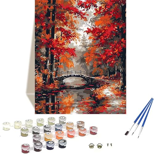 Herbst Malen Nach Zahlen Erwachsene, Wald Malen Nach Zahlen kinder Leinwand mit Pinseln und Acrylfarbe, DIY Paint by Numbers Adult und Anfänger, für Home Decor, Geschenk - Ohne Rahmen 100 x 135 cm 2-S von LUOLYYEI