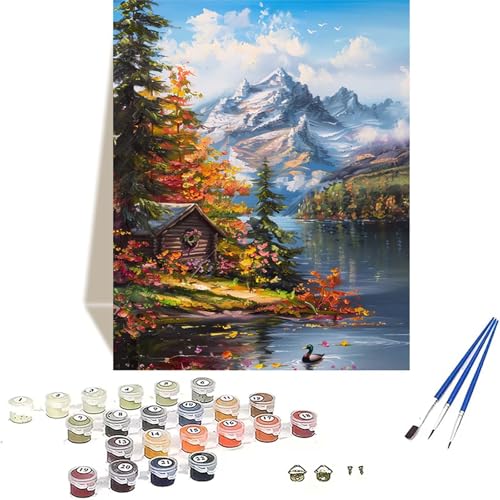 Herbst Malen Nach Zahlen Erwachsene, Wald Malen Nach Zahlen kinder Leinwand mit Pinseln und Acrylfarbe, DIY Paint by Numbers Adult und Anfänger, für Home Decor, Geschenk - Ohne Rahmen 100 x 135 cm E-K von LUOLYYEI