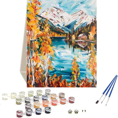 Herbst Malen Nach Zahlen Erwachsene, Wald Malen Nach Zahlen kinder Leinwand mit Pinseln und Acrylfarbe, DIY Paint by Numbers Adult und Anfänger, für Home Decor, Geschenk - Ohne Rahmen 100x135CM 0-7 von LUOLYYEI