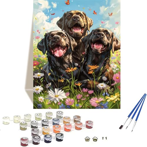 Hund Malen Nach Zahlen Erwachsene, Tier Malen Nach Zahlen kinder Leinwand mit Pinseln und Acrylfarbe, DIY Paint by Numbers Adult und Anfänger, für Home Decor, Geschenk - Ohne Rahmen 100x135CM B-I von LUOLYYEI