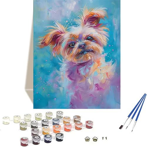 Hund Malen Nach Zahlen Erwachsene, Tier Malen Nach Zahlen kinder Leinwand mit Pinseln und Acrylfarbe, DIY Paint by Numbers Adult und Anfänger, für Home Decor, Geschenk - Ohne Rahmen 100x135CM Q-Q von LUOLYYEI