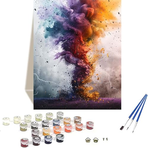 Katastrophe Malen Nach Zahlen Erwachsene, Landschaft Malen Nach Zahlen kinder Leinwand mit Pinseln und Acrylfarbe, DIY Paint by Numbers Adult und Anfänger, für Home Decor, Geschenk - 70x95 cm 6-X von LUOLYYEI