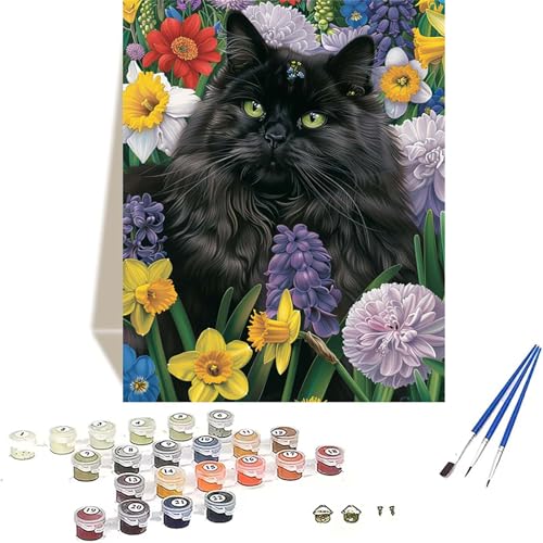 Katze Malen Nach Zahlen Erwachsene, Blume Malen Nach Zahlen kinder Leinwand mit Pinseln und Acrylfarbe, DIY Paint by Numbers Adult und Anfänger, für Home Decor, Geschenk - Ohne Rahmen 100 x 135 cm 0-3 von LUOLYYEI