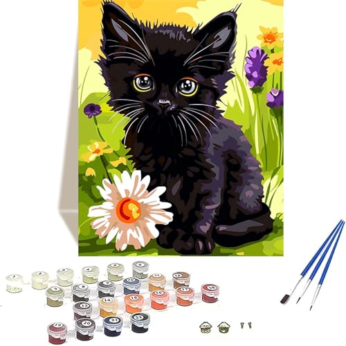 Katze Malen Nach Zahlen Erwachsene, Blume Malen Nach Zahlen kinder Leinwand mit Pinseln und Acrylfarbe, DIY Paint by Numbers Adult und Anfänger, für Home Decor, Geschenk - Ohne Rahmen 100 x 135 cm J-T von LUOLYYEI