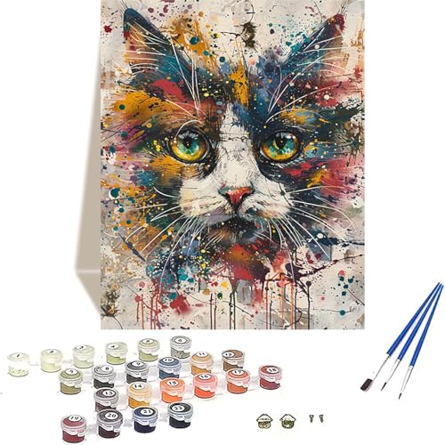 Katze Malen Nach Zahlen Erwachsene, Tier Malen Nach Zahlen kinder Leinwand mit Pinseln und Acrylfarbe, DIY Paint by Numbers Adult und Anfänger, für Home Decor, Geschenk - Ohne Rahmen 100 x 135 cm I-7 von LUOLYYEI