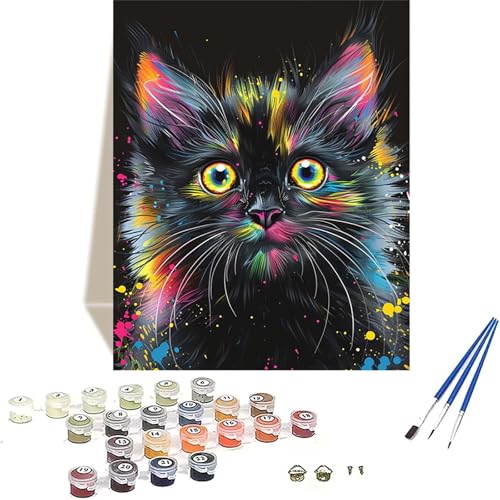 Katze Malen Nach Zahlen Erwachsene, Tier Malen Nach Zahlen kinder Leinwand mit Pinseln und Acrylfarbe, DIY Paint by Numbers Adult und Anfänger, für Home Decor, Geschenk - Ohne Rahmen 40 x 50 cm R-P von LUOLYYEI