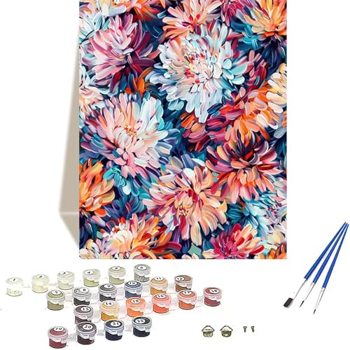 LUOLYYEI Blume Malen Nach Zahlen Erwachsene, Landschaft Malen Nach Zahlen kinder Leinwand mit Pinseln und Acrylfarbe, DIY Paint by Numbers Adult und Anfänger, für Home Decor, Geschenk - 40x50 cm 5-9 von LUOLYYEI