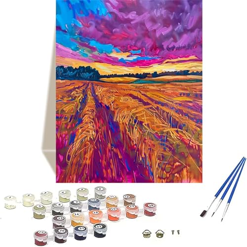 LUOLYYEI Herbst Malen Nach Zahlen Erwachsene, Landschaft Malen Nach Zahlen kinder Leinwand mit Pinseln und Acrylfarbe, DIY Paint by Numbers Adult und Anfänger, für Home Decor, Geschenk - 40x50 cm 8-M von LUOLYYEI