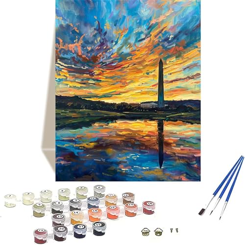 LUOLYYEI Himmel Malen Nach Zahlen Erwachsene, Landschaft Malen Nach Zahlen kinder Leinwand mit Pinseln und Acrylfarbe, DIY Paint by Numbers Adult und Anfänger, für Home Decor, Geschenk - 50x65 cm 6-9 von LUOLYYEI