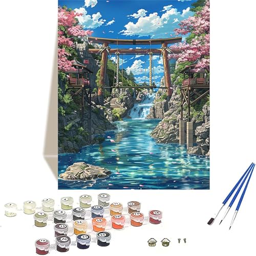 LUOLYYEI Landschaft Malen Nach Zahlen Erwachsene, Japan Malen Nach Zahlen kinder Leinwand mit Pinseln und Acrylfarbe, DIY Paint by Numbers Adult und Anfänger, für Home Decor, Geschenk - 100x135CM 4-M von LUOLYYEI