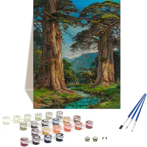 LUOLYYEI Landschaft Malen Nach Zahlen Erwachsene, Wald Malen Nach Zahlen kinder Leinwand mit Pinseln und Acrylfarbe, DIY Paint by Numbers Adult und Anfänger, für Home Decor, Geschenk - 100x135CM 5-9 von LUOLYYEI