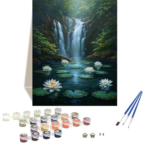 LUOLYYEI Lotus Malen Nach Zahlen Erwachsene, Fallen Malen Nach Zahlen kinder Leinwand mit Pinseln und Acrylfarbe, DIY Paint by Numbers Adult und Anfänger, für Home Decor, Geschenk - 100 x 135 cm K-0 von LUOLYYEI