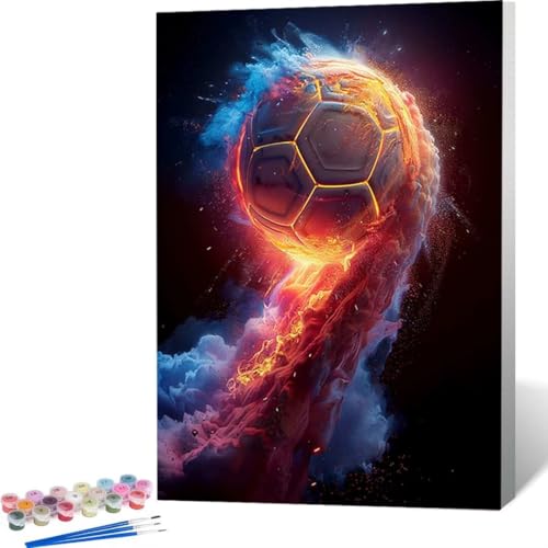 LUOLYYEI Malen Nach Zahlen Erwachsene, Malen Nach Zahlen DIY Handgemalt Ölgemälde Kit für Anfänger und Erwachsene Mit Pinseln und Acrylfarbe, Ohne Rahmen 30 x 40cm Traum Fußball 1-4 von LUOLYYEI