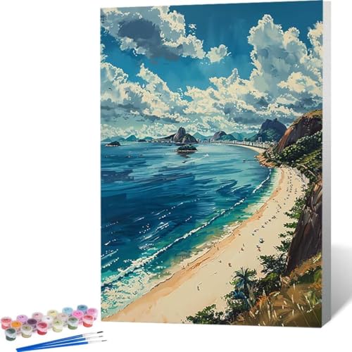 LUOLYYEI Malen Nach Zahlen Erwachsene, Paint by Numbers Malen Nach Zahlen Strand Landschaft Kinder Anfänger, Paint by Numbers DIY Handgemalt Ölgemälde Leinwand Kits zur Heimdekoration (70x95cm) J-S von LUOLYYEI