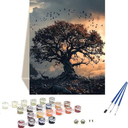 LUOLYYEI Malen Nach Zahlen Erwachsene 100 x 135 cm Kleines Format - Malen Nach Zahlen Kinder Baum - Himmel Paint by Numbers Basteln DIY Bastelset Leinwand Als Geschenk Home Wand Dekor 7-7 von LUOLYYEI