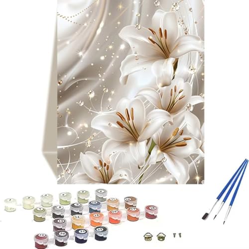 LUOLYYEI Malen Nach Zahlen Erwachsene 100 x 135 cm Kleines Format - Malen Nach Zahlen Kinder Blume - Lilie Paint by Numbers Basteln DIY Bastelset Leinwand Als Geschenk Home Wand Dekor B-9 von LUOLYYEI