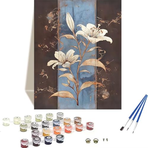 LUOLYYEI Malen Nach Zahlen Erwachsene 100 x 135 cm Kleines Format - Malen Nach Zahlen Kinder Blume - Lilie Paint by Numbers Basteln DIY Bastelset Leinwand Als Geschenk Home Wand Dekor X-Q von LUOLYYEI