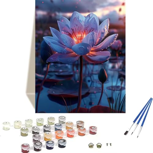 LUOLYYEI Malen Nach Zahlen Erwachsene 100 x 135 cm Kleines Format - Malen Nach Zahlen Kinder Blume - Lotus Paint by Numbers Basteln DIY Bastelset Leinwand Als Geschenk Home Wand Dekor L-L von LUOLYYEI