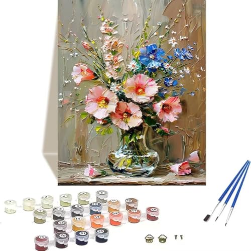 LUOLYYEI Malen Nach Zahlen Erwachsene 100 x 135 cm Kleines Format - Malen Nach Zahlen Kinder Blume - Vase Paint by Numbers Basteln DIY Bastelset Leinwand Als Geschenk Home Wand Dekor H-A von LUOLYYEI