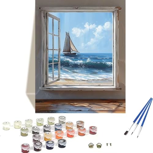 LUOLYYEI Malen Nach Zahlen Erwachsene 100 x 135 cm Kleines Format - Malen Nach Zahlen Kinder Landschaft - Meer Paint by Numbers Basteln DIY Bastelset Leinwand Als Geschenk Home Wand Dekor H-0 von LUOLYYEI