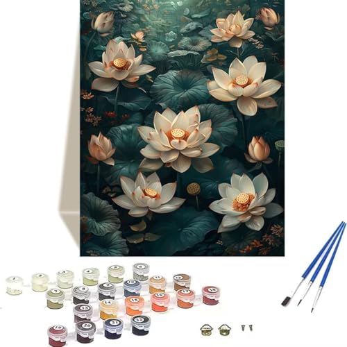 LUOLYYEI Malen Nach Zahlen Erwachsene 100 x 135 cm Kleines Format - Malen Nach Zahlen Kinder Lotus - Landschaft Paint by Numbers Basteln DIY Bastelset Leinwand Als Geschenk Home Wand Dekor 4-6 von LUOLYYEI