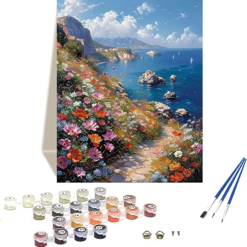 LUOLYYEI Malen Nach Zahlen Erwachsene 100 x 135 cm Kleines Format - Malen Nach Zahlen Kinder Meer - Landschaft Paint by Numbers Basteln DIY Bastelset Leinwand Als Geschenk Home Wand Dekor K-P von LUOLYYEI